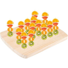 Wooden Food Skewer Holder with 35 Holes, compatible with Fruit Kabobs, Cocktail Picks, Lollipop Stand for Parties, Catering, DIY Events