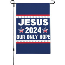 12x18 Jesus2024 Unsere einzige Hoffnung Gartenflagge aus Jute, doppelseitiges christliches Gartenschild, ohne Fahnenständer