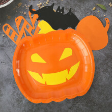 Fnyoxu Halloween Dekorációs Party Tökös Grimasz Papír Asztalterítő Kellékek Eldobható Evőeszközök Vacsora, Eldobható Papír Pár