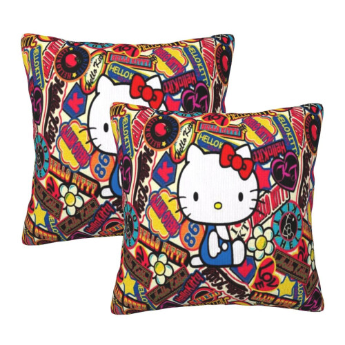 Μαξιλαροθήκες Hello Kitty, σετ 2 μαξιλαροθηκών για καναπέ-κρεβάτι σαλονιού 18"X18"