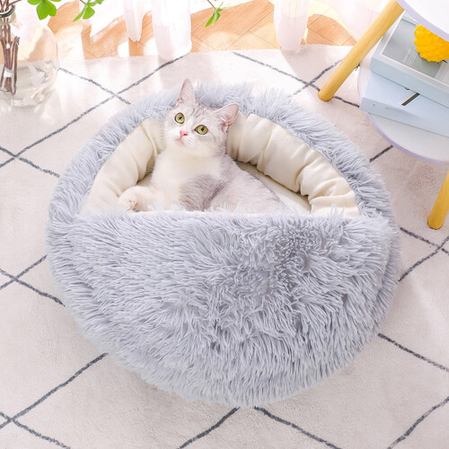 Fanshiluo Pet Cave Bed, Χειμερινό Λούτρινο Κρεβάτι για Κατοικίδια, Ηρεμιστικό Λούτρινο