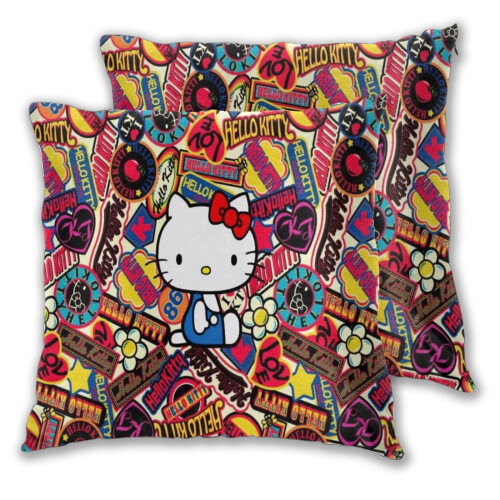 Μαξιλαροθήκες Hello Kitty, σετ 2 μαξιλαροθηκών για καναπέ-κρεβάτι σαλονιού 18"X18" 1