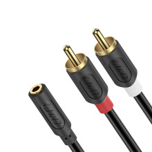 3,5 mm naar 2RCA-kabel, vergulde RCA-kabel Audiowave-serie, 3,5 mm female naar 2RCA male stereo audioadapter Y