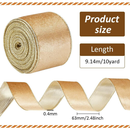 Κορδέλα βελούδου μονής όψης 10Yards2.5", μαλακή σατέν κορδέλα διακόσμησης για 1