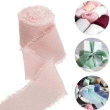 Seewan3Rolls Chiffon-Seidenband 1,5" x 5yd Umweltfreundlicher Fransenstoff für Hochzeiten, Brautsträuße, Dekoration, Geschenke, Schleifen
