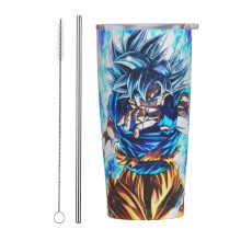 Vaso térmico de acero inoxidable de 20 oz con diseño de Dragon Ball Z, doble pared con aislamiento al vacío, tapa y pajita - Taza de viaje para