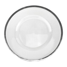 Prato de servir redondo de plástico transparente com nervuras Homeford, 32,4 cm (12-3/4 polegadas), prateado.