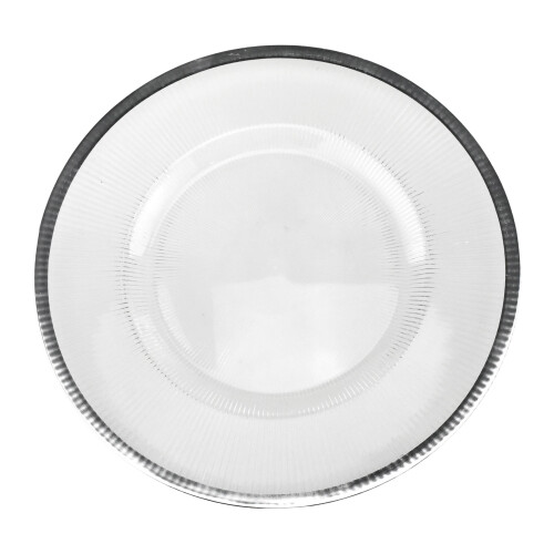 Prato de servir redondo de plástico transparente com nervuras Homeford, 32,4 cm (12-3/4 polegadas), prateado.