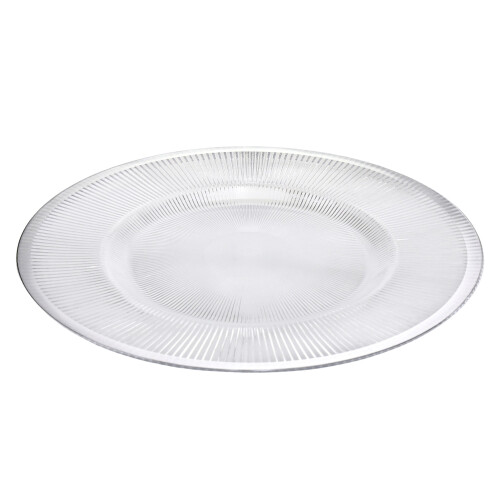 Prato de servir redondo de plástico transparente com nervuras Homeford, 32,4 cm (12-3/4 polegadas), prateado. 1