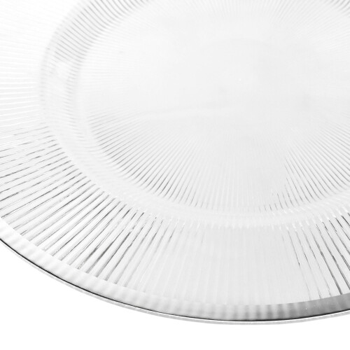 Prato de servir redondo de plástico transparente com nervuras Homeford, 32,4 cm (12-3/4 polegadas), prateado. 2