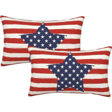 4. juli pudebetræk 20x20 tommer sæt med 2, Memorial Day uafhængighedsdag rød stribet blå stjerne dekoration, kompatibel med USA patriotisk