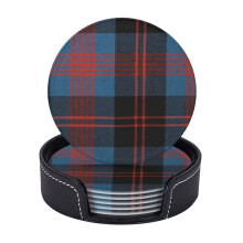 6 kpl nahkaisia lasinalusia, Angus Ancient Lw -tartan-kuvioisia lasinalusia juomille, mukinalus, tupaantuliaislahja, ihanteellinen kodin sisustukseen