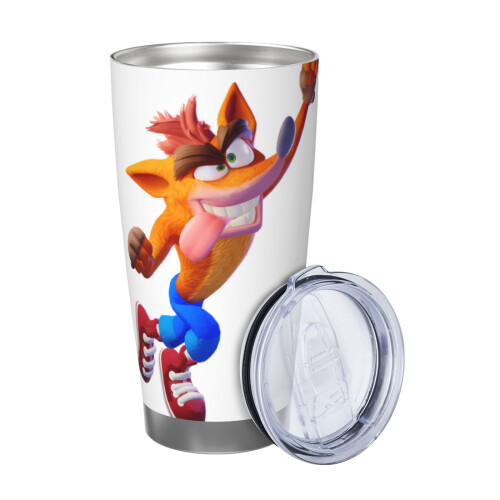 Crash Bandicoot20oz Tumbler, Κούπα ταξιδιού καφέ από ανοξείδωτο ατσάλι με μόνωση κενού αέρος, 1