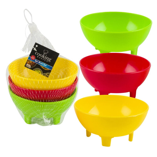 3 Pack Salsa Bowls Plastic Mexican Molcajete Chips Guacamole Bowls Serving Dish 2
