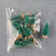 Laatste opruiming! 12 mini kunstkerstbomen met houten voet, flessenborstel tafelornamenten voor doe-het-zelf huisdecoratie