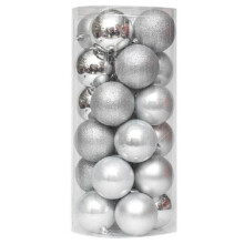 Christmas Ball Ornaments 24Pcs 6cm Silver - Sparkling Holiday Wedding Party Decor, Compatible with Xmas Trees
