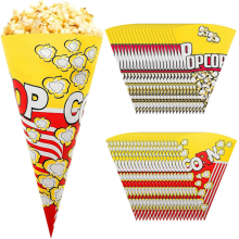 100 kpl popcorn-paperipusseja, joissa on kartiomaiset kärjet, kartiomaiset karkkipussit popcornille ja karkeille