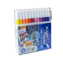 Tacar Marcóirí Aicrileach Uiscebhunaithe YiFudd Peann Péinte Aicrileach Il-dhathach do Mhic Léinn Marcóir Dath DIY Péinteáilte de Lámh 15ml