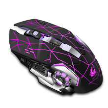 Chicmine Rechargeable LED Backlit Mute Ergonomic Gaming Wireless Mouse with USB Receiver