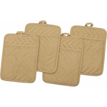 4 stuks katoenen pannenlappen met zakje, hittebestendig, basis keukenonderzetters voor koken en bakken, 7x9 inch