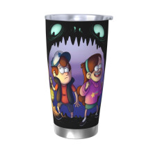 Gravity Falls 20oz Tumbler, Edelstahl-Vakuumisolierter Reisebecher, Thermobecher mit Deckel für unterwegs