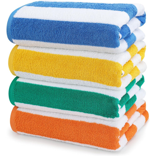 [4 πετσέτες θαλάσσης Cabana Stripe, (30x60 ίντσες) μεγάλου μεγέθους, 100% πετσέτες πισίνας από