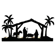 Gnobogi Weihnachtsbeleuchtung Bethlehem Metallleuchte 30 cm mit Kerzenständer - Holzschild für den Innenbereich, passend zu rustikaler Dekoration