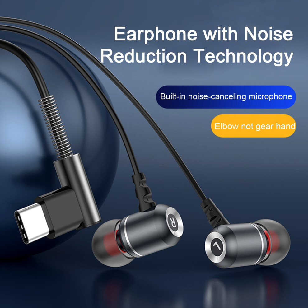 Susuchens Type-C In-Ear Wired Headset With Noise-Cancelling Mic Enhanced Bass Clear Hifi Sound Wired Earphones Pink 9395123478340