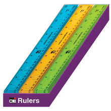 REGLA DE PLÁSTICO DE 12 PULGADAS, COLORES ASRTD, 36 PIEZAS