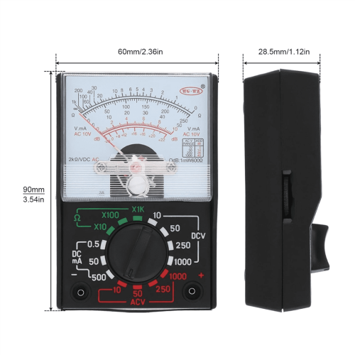 Multimeter, AC/DC Volt 1000V Voltmeter Amp Volt Ohm Spenningstester Meter med testledninger og batteri inkludert 2