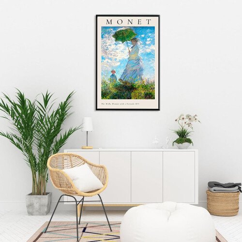 Τέχνη τοίχου Asdg12s Monet - The Walk, Γυναίκα με ομπρέλα από τον Claude Monet, ιμπρεσιονιστική 2