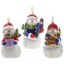 Verlichte kerstsneeuwpoppen als hangende kerstversiering, set van 3