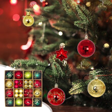 44 kleurrijke kerstballen om op te hangen, geschikt voor de kerstboom - Feestdecoratie voor in de keuken, kerstversiering