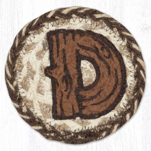 IC-9-870 Rustiikkinen D-monogrammipainettu lasinaluse 12,5 cm x 12,5 cm