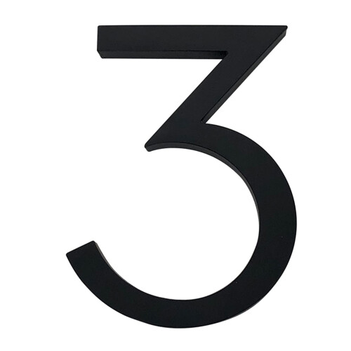 150mm Black Modern House Numbers with Easy Read Font and 3D Floating Effect