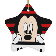 Weihnachtsschmuck aus Keramik in Herzform mit Mickey-Mouse-Motiv zum Aufhängen für Weihnachtsbaum, Treppenhaus, Wohnzimmer und Schneemanndekoration