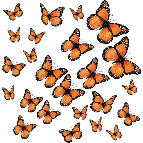 Διακόσμηση πεταλούδας Monarch 4 μεγεθών, τρισδιάστατο μαγνητικό αυτοκόλλητο τοίχου,