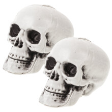 Yongwei Plastikschädelköpfe, 2 Stück, Halloween-Deko, gruselige Mini-Plastikschädel-Skelett-Requisiten für Bar, Geisterhaus, Roombreak-Party