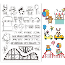 Carimbos de silicone transparentes com animais em formato de porta-copos, 11 x 16 cm (4,3 x 6,3 polegadas), ideais para scrapbooking, cartões de