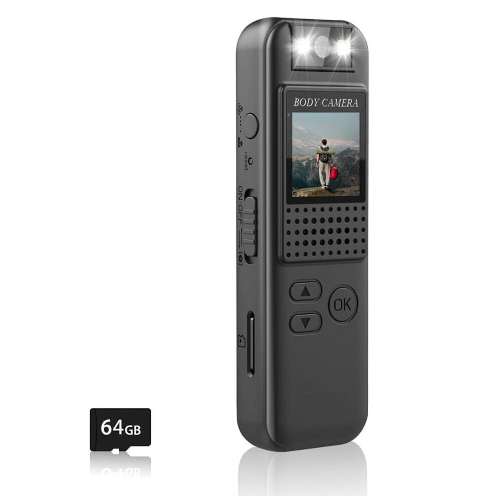 Body Camera,Police Body Cam Video Hd 1080P, Rotate Wearable Clip For Law Enforcement,Security,Guard,Home,Outdoor,Travel Black 9395123681702