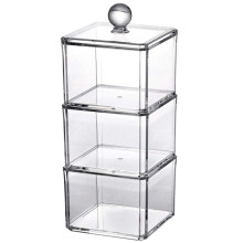 Boîte de rangement pour cotons-tiges, disques démaquillants, organisateur de maquillage, boîtes cosmétiques, porte-mini-pots empilables,