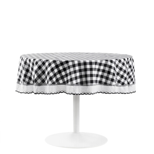 Buffalo Check Plaid Round Tablecloth - Black/White - 70 in