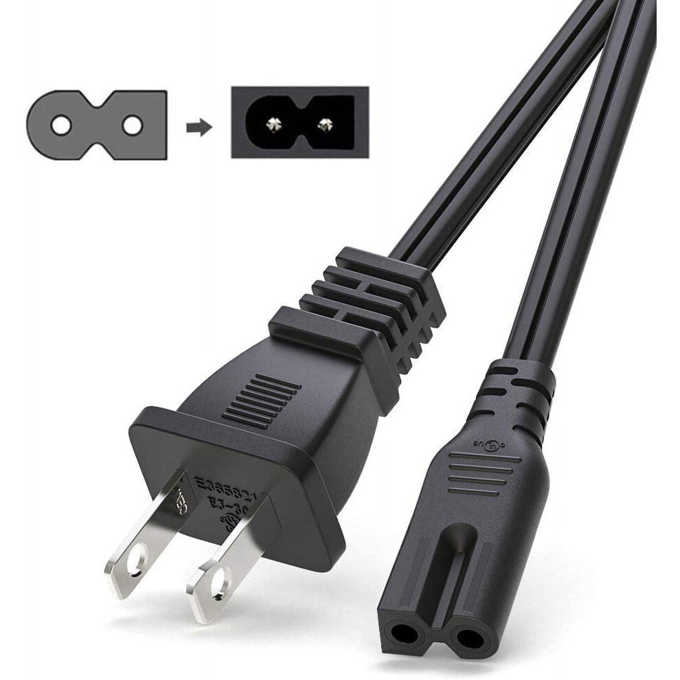 12Ft Extra Long 2 Prong Polarized Power Cord For Vizio-Tv Smart-Hdtv E-M-Series Sound Bar 2 Slot 9395123683492