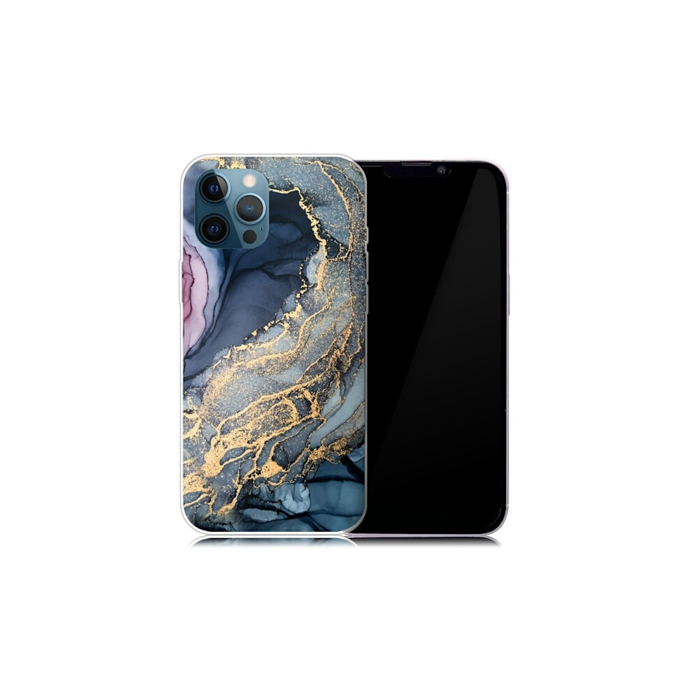 Marble Compatible With Iphone 13 Pro Case - On Golden Splash Marble Multicolor Blue 9395123684475