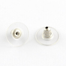 304 Stainless Steel Bullet Clutch Earring Backs with Plastic Pads Ear Nuts Stainless Steel Color 11.5x6mm Hole: 0.8mm