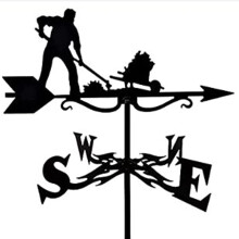 Garden Metal Weather Vane for Roof Decoration, Wrought Iron Outdoor Wind Direction Indicator