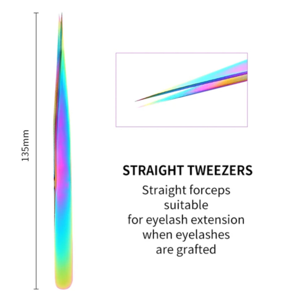 DEKAXID Rainbow Eyelashes Tweezers Anti-static Eyelash Extension Tweezer Fan Lash Eyebrow Tweezers Curved Straight Excellent Closure