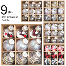 SUSUchens 9Pcs 6CM Christmas Balls, Clear Glitter Foam, Plaid, Shatterproof, Reusable Holiday Decor, Xmas Tree Ornaments, Party Supplies, Compatible