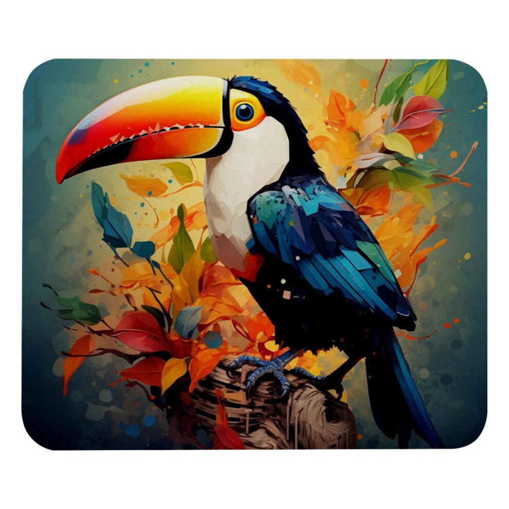 Square Mouse Pad, Non-Slip Rubber Base Computer Mousepad For Office Laptop - Toucan Cute Painted 9425574726728
