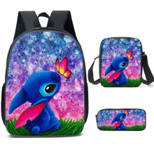 3dílná Lilo Stitch batoh pro děti školní taška batoh přes rameno penály sada dárky B